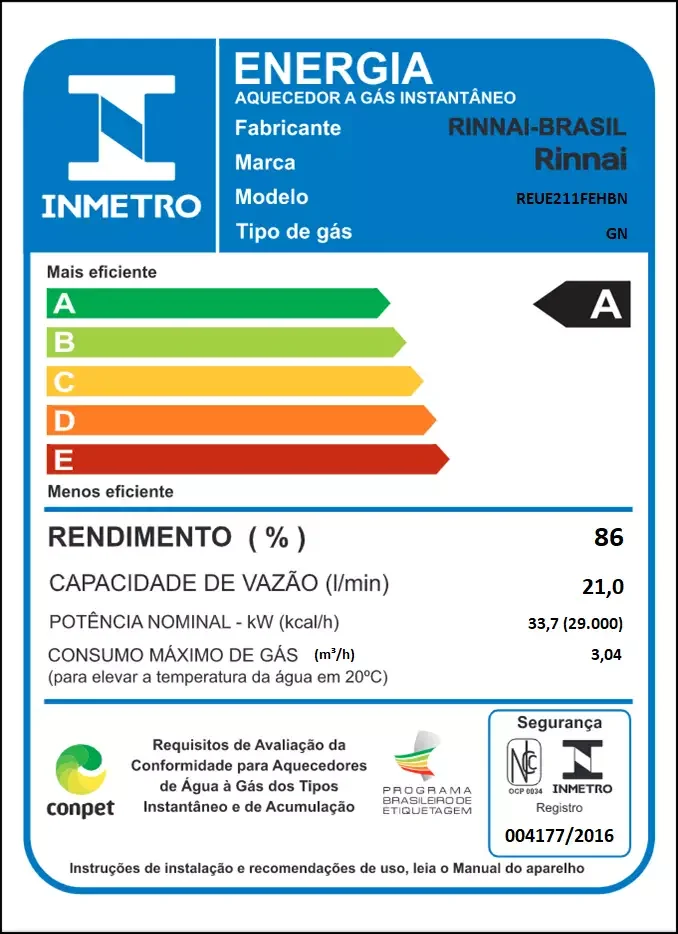 Aquecedor de Água a Gás Rinnai E21 Feh 21 Litros Bivolt Digital Branco - Gn (gás Natural) - 4