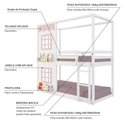 Ver imagem 3 de Beliche Montessori Infantil Casinha Reta com Janelas Madeira Maciça Branco Rosa Megamobília
