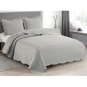 Kit Colcha Cobreleito Favo Concreto Bege Nude Queen 260x240