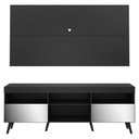 Ver imagem 3 de Rack Com Painel Tv 65" Retrô Com Espelho Flórida Multimóveis V3138 Preto Preto
