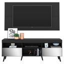 Ver imagem 1 de Rack Com Painel Tv 65" Retrô Com Espelho Flórida Multimóveis V3138 Preto Preto