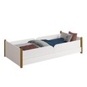 Ver imagem 1 de Cama Evolutiva Ravi Branco com Pés Amadeirado, 2 Kits Grade Lateral Lisa e Colchão D20 - Reller Móve