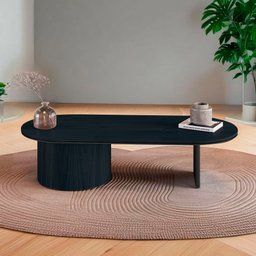 Mesa de Centro Ipê em Madeira Maciça Ébano Metal Preto - 1