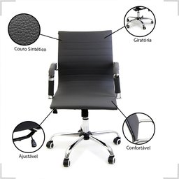 Cadeira de Escritorio Esteirinha Giratoria Ergonomica Alta Preto - 6