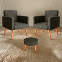Ver imagem 1 de Conjunto Poltronas e Puff Anari Veludo Turkey Marrom