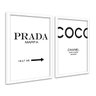Quadros decorativos Moldura Palavras Prada e Coco Chanel:Branca - 1