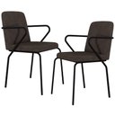 Ver imagem 1 de Kit 02 Cadeiras Estofada para Sala de Jantar com Braço Loft Preto C01 Bouclê Marrom - Lyam Decor