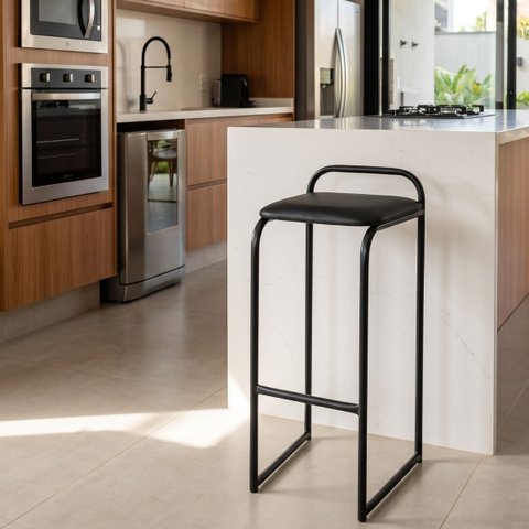 Banqueta Alta Cozinha Gourmet Mavie:Preto