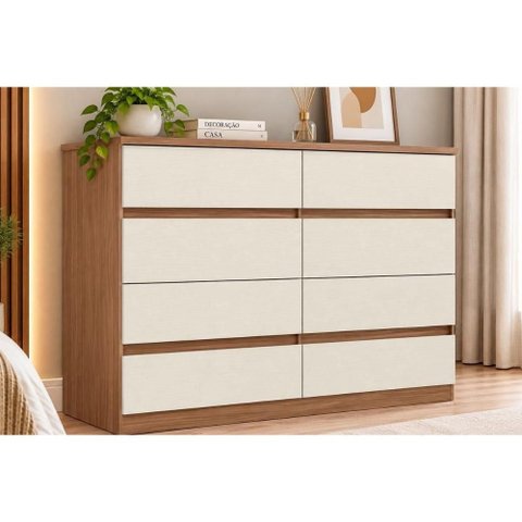 Cômoda Solteiro Roma 8 Gavetas Jatoba/Areia S. Andirá