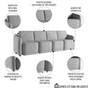 Ver imagem 3 de Sofá Cama Casal para Sala 316cm Polska K04 Veludo Cinza - Mpozenato