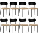 Ver imagem 1 de Kit 08 Cadeiras para Sala de Jantar Melina L02 Couríssimo Preto Linho Bege Escuro - Lyam Decor