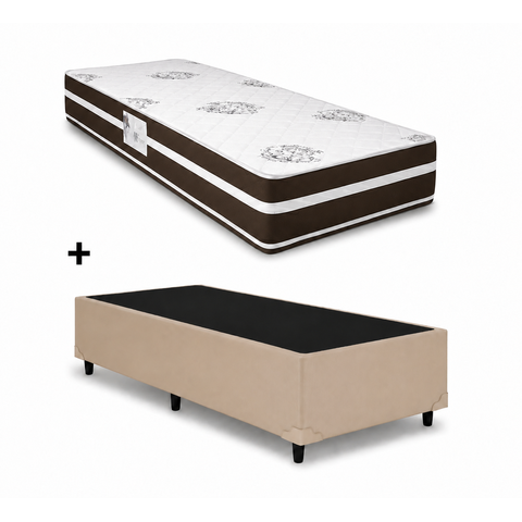 Cama Base Solteiro Bege Colchao Solteiro Molas Ensacadas Classico - Alto Nivel