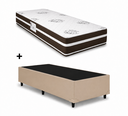 Ver imagem 1 de Cama Base Solteiro Bege Colchao Solteiro Molas Ensacadas Classico - Alto Nivel