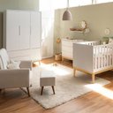 Ver imagem 1 de Kit Quarto Infantil Theo com Pés Square Natural - Berço + Cômoda 6 Gavetas + Guarda-roupa 3 Portas +