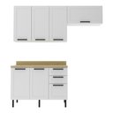 Ver imagem 5 de Cozinha Compacta Mdf 3 Peças com Armários e Balcão com Tampo Multimóveis Cr20456 Branco/carvalho