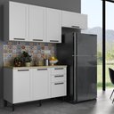 Ver imagem 1 de Cozinha Compacta Mdf 3 Peças com Armários e Balcão com Tampo Multimóveis Cr20456 Branco/carvalho