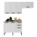 Ver imagem 2 de Cozinha Compacta Mdf 3 Peças com Armários e Balcão com Tampo Multimóveis Cr20456 Branco/carvalho