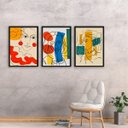Ver imagem 1 de Kit 3 Quadros Artes Abstratas Coloridas - Faces 24x18cm - com Vidro:moldura Preta