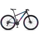 Ver imagem 5 de Bicicleta Aro 29 Krw Alumínio 24 Vel Freio a Disco X52 Cor:preto/rosa e Azul;tamanho Quadro:15.5