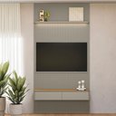 Ver imagem 1 de Painel para Tv até 60 Polegadas 2 Portas 1 Prateleira Ripado Tauri/gris Fosco 810010301 - Linea Bras