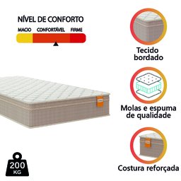 Colchão Solteiro Molas Qatar 88x188x22cm Bege/branco Inducol - Suporta até 200 Kg por Pessoa - 3