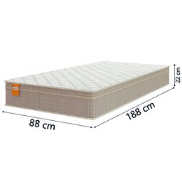 Colchão Solteiro Molas Qatar 88x188x22cm Bege/branco Inducol - Suporta até 200 Kg por Pessoa - 2