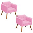 Ver imagem 1 de Kit 02 Poltronas Elisa Suede Rosa Bebê Pés Palito D´rossi