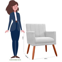Poltrona Decorativa Pés Palito Pequena Confortável Cecilia Branco - 3