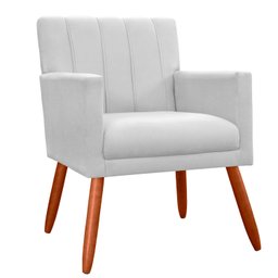 Poltrona Decorativa Pés Palito Pequena Confortável Cecilia Branco - 1