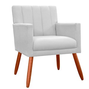 Poltrona Decorativa Pés Palito Pequena Confortável Cecilia Branco