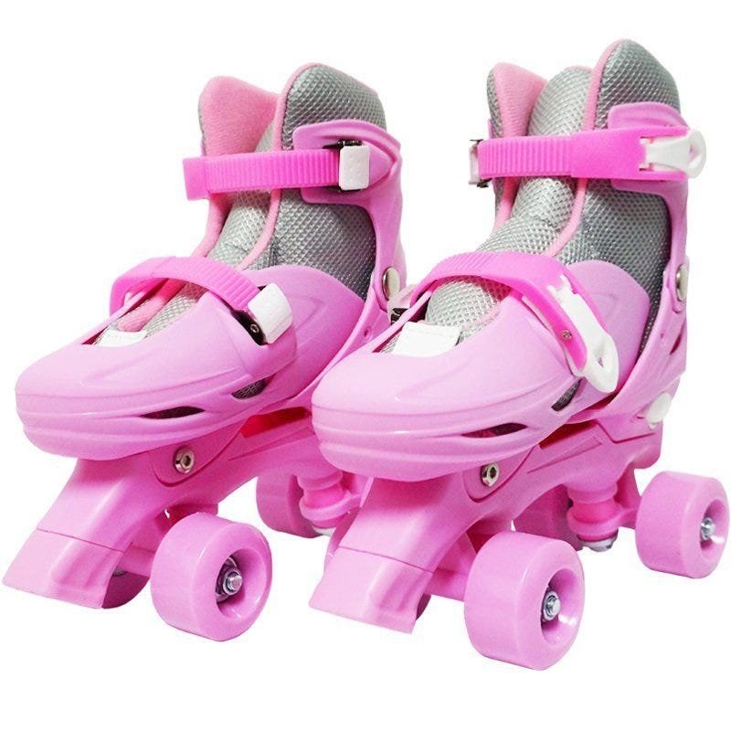 Patins Clássico Quad 4 Rodas Roller de Rua Feminino Rosa Tamanho 33 34 35 36 Importway BW-016-R - 1