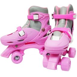 Patins Clássico Quad 4 Rodas Roller de Rua Feminino Rosa Tamanho 33 34 35 36 Importway BW-016-R - 2