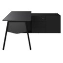 Ver imagem 5 de Mesa L Diretor com Armário Lateral 3 Gavetas 180cm Industrial Tampo Chanfrado Pés em Metal Executive