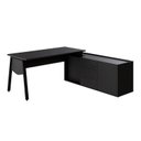 Ver imagem 2 de Mesa L Diretor com Armário Lateral 3 Gavetas 180cm Industrial Tampo Chanfrado Pés em Metal Executive