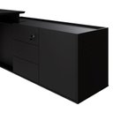 Ver imagem 6 de Mesa L Diretor com Armário Lateral 3 Gavetas 180cm Industrial Tampo Chanfrado Pés em Metal Executive