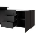 Ver imagem 4 de Mesa L Diretor com Armário Lateral 3 Gavetas 180cm Industrial Tampo Chanfrado Pés em Metal Executive