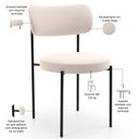 Ver imagem 3 de Cadeira Decorativa Estofada para Sala de Jantar Louise L02 Suede Bege - Lyam Decor