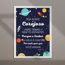 Ver imagem 2 de Quadro Infantil Espacial - Seja Forte e Corajoso 33x24cm:moldura Branca