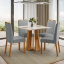 Ver imagem 2 de Conjunto Sala de Jantar Mesa Rubi 90x90 4 Cadeiras Anitta Ype/off White/linho Cinza Claro