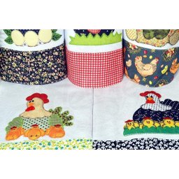 Kit Pano de Prato em Patchwork com 5 pçs - Galinhas Arte & Tear - 2