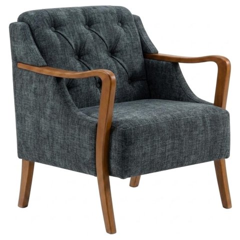 Poltrona Decorativa Capitone Siena Pes Madeira Linho Tcs 718 Moll