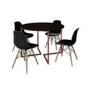 Ver imagem 6 de Mesa Jantar Industrial Redonda 110Cm Preta Base V Cobre C/4 Cadeiras Preta Base Madeira Cor: Preto