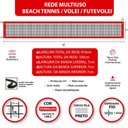 Ver mais imagens de Rede Multiuso Zaka Volei Beach Futevolei sem banda lateral Vermelha 9,60m x 1m