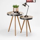 Ver imagem 2 de Kit 2 Mesa Lateral Lisa Mdf Off White | Aço Preto - Sallar Home