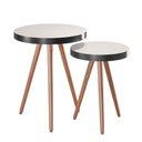 Ver imagem 1 de Kit 2 Mesa Lateral Lisa Mdf Off White | Aço Preto - Sallar Home