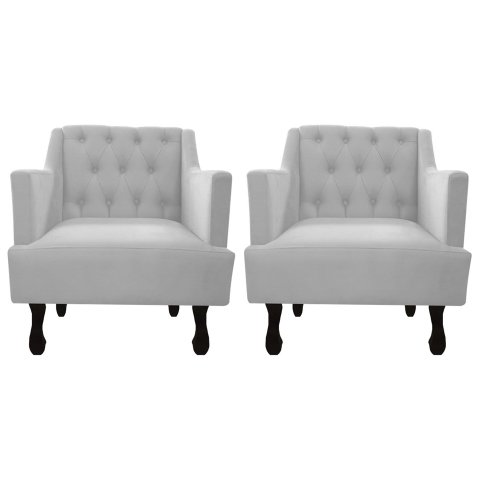 Kit 2 Poltronas Decorativa Julia Couro Branco Pés Madeira Ms Decor