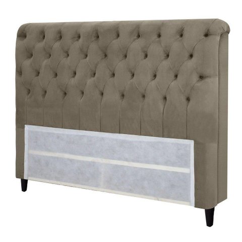 Cabeceira Casal Estofada Imperatriz Suede Marrom Taupe - Simbal