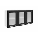 Ver imagem 1 de Armário Aéreo Cozinha Modulado Múltipla 6010 3 Portas c/ Vidro Branco/Preto - Bertolini