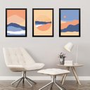 Ver imagem 1 de Kit 3 Quadros Paisagens Abstratas Montanhas Boho 33x24cm - com Vidro:moldura Preta