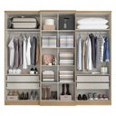 Ver imagem 2 de Guarda Roupa Casal Valência 6 Portas Full Glass Capuccino Off White Cômoda Gaveteiro Condessa Acetin